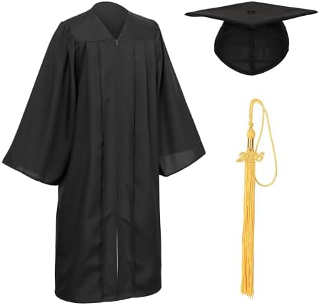 Unisex Matte Graduation Cap and Gown Tassel Package for High School and Bachelor by DDODOU