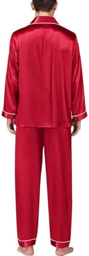 SWOMOG Mens Silk Satin Pajamas Set Long Sleeve Sleepwear Button-Down Pj Two-piece Loungewear with Long Pants S-XXL - Image 4