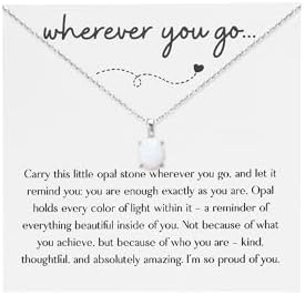 2026 Graduation for Her Opal Necklace , Graduation Decorations Necklace for Women Middle High School College Graduates,18K Gold/Silver Plated Opal Graduation Necklace with Greeting Card and Gift Box by KUAUTD