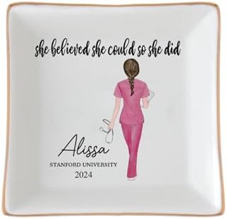 Sweetee Personalized Jewelry Dish For Her 2025, Nurse Graduation Gifts For Women, She Believed She Could So She Did by Unknown