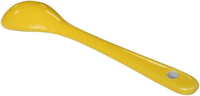 Yellow 6 pcs Porcelain Egg Spoons Ceramic Spoons 4.7 inch Coffee Dessert Yogurt Tea Milky Tea