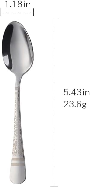 Silver Unique Pattern Design Coffee Espresso Spoons Mini, Mingcheng Stainless Steel Small Teaspoons Silverware Set of 6, BISDARUN 5.5 Inches Food Spoons for Demitasse Dessert Tea