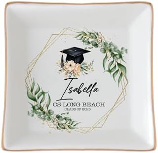 Sweetee Personalized Jewelry Dish For Her 2025 College Graduation Gifts With Name Rope Hair Bow Size by Unknown