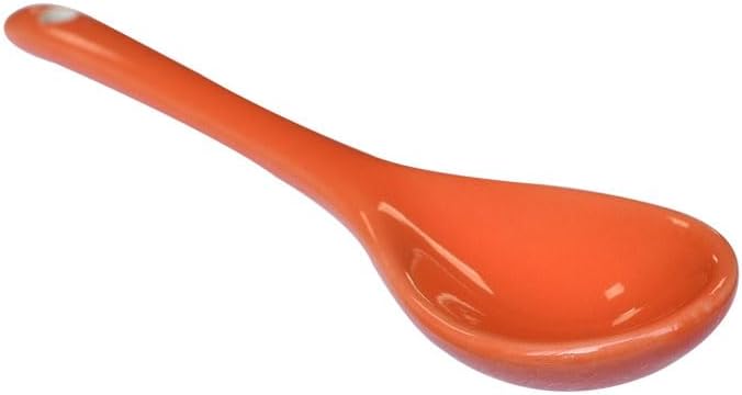 Orange 6 pcs Porcelain Egg Spoons Ceramic Spoons 4.7 inch Coffee Dessert Yogurt Tea Milky Tea