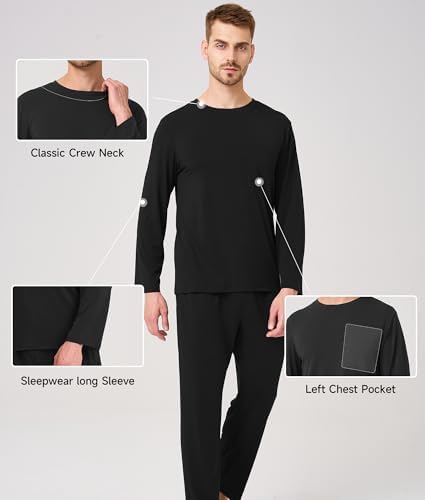 BAMBOO COOL Men's Pajama Set Long Sleeve PJs with Pants & Pockets - Image 3