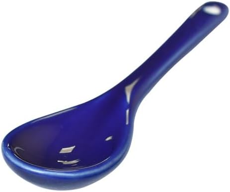 Dark Blue 6 pcs Porcelain Egg Spoons Ceramic Spoons 4.7 inch Coffee Dessert Yogurt Tea Milky Tea