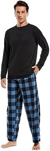 DG Hill Mens Pajama Pants - Pajamas Set Flannel PJ Pants for Men Cotton Top by DGHill
