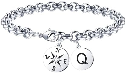 2026 Graduation Gift for Her - Compass Graduation Bracelet Class of 2026 Initial Charm Bracelet Inspirational Masters Degree Preschool High School College Graduation Gift for Her by JIAOGE