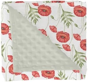 Red Floral Spring Baby Blanket for Girl Boy Soft Mink Dotted Backing Double Layer Swaddle Receiving Blanket Bed Throws for Newborn Toddler Crib Stroller 30x40 by GrowhappyGrowhealthy