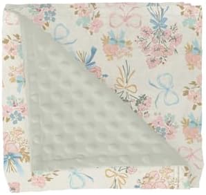 Pastel Floral Bows Baby Blankets for Girl Boy Preppy Floral Pink Blue Bows Soft Mink Dotted Backing Double Layer Swaddle Blanket Toddler Nursery Boho Flowers Spring Bed Blanket Crib Shower Gifts 30x40 by GrowhappyGrowhealthy