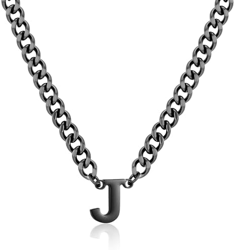 DuoDiner 18+2" Initial Necklace for Men Boys Gifts A-Z Cuban Link Chain by Duodiner