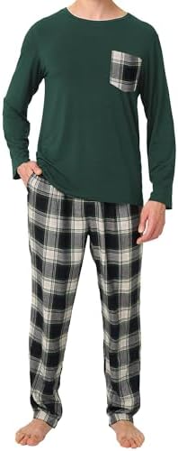 BAMBOO COOL Men's Pajama Set Long Sleeve PJs with Pants & Pockets by BAMBOOCOOL