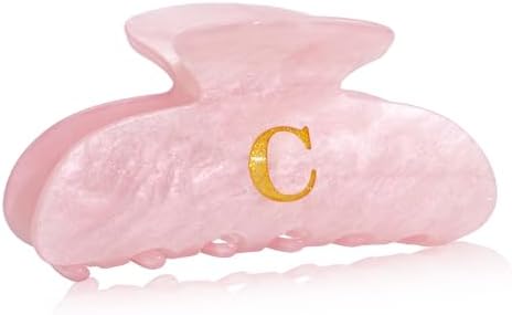 Birthday Gifts for Girls - Pink Acrylic Letter Hair Clips, Monogram Hair Claw Alphabet Large Hair Clip, Fashion Glitter Claw Clips, Teen Girl Gifts Trendy Stuff, Letter C by Fohufo