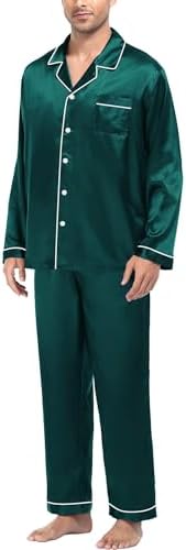 SWOMOG Mens Silk Satin Pajamas Set Long Sleeve Sleepwear Button-Down Pj Two-piece Loungewear with Long Pants S-XXL - Image 3