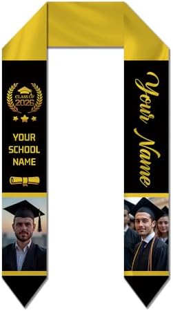 Dicodes Custom Graduation Stole Class of 2026 Personalized Graduation Sash Graduation Gift and Keepsake with Photo Text by Dicodes