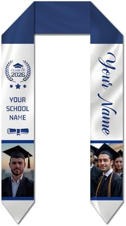 Dicodes Custom Graduation Stole Class of 2026 Personalized Graduation Sash Graduation Gift and Keepsake with Photo Text by Dicodes