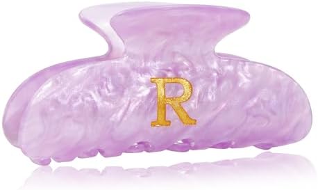 Acrylic Letter Hair Clips for Women - Purple Monogram Hair Claw Alphabet Large Hair Clip, Fashion Glitter Claw Clips Elegant And Durable Hair Accessory, Letter R by Fohufo