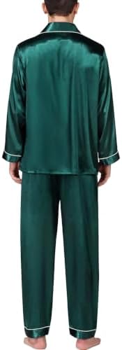 SWOMOG Mens Silk Satin Pajamas Set Long Sleeve Sleepwear Button-Down Pj Two-piece Loungewear with Long Pants S-XXL - Image 4
