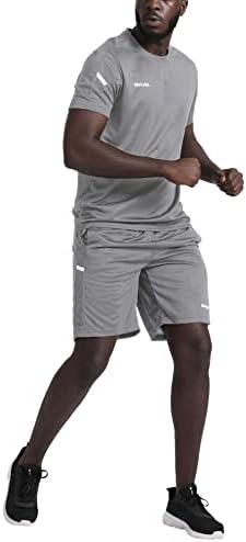 BUYJYA Men's Workout Clothes Athletic Shorts Shirt Set 3 Pack Basketball Football Training Running Gym Christmas gifts - Image 5