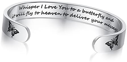 TONY & SANDY Inspirational Bracelets for Women Teen Girls Personalized Gifts for Daughter Granddaughter Mom Sister Friends Stainless Steel Engraved Cuff Birthday Easter Christmas by TONYSANDY