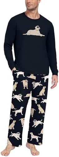 PrinStory Men's Pajama Sets Loungewear Sleepwear Pjs Lightweight Long Sleeve Shirts & Bottoms Soft Comfy Sleep Sets S-2XL by PrinStory