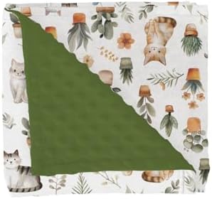 Watercolor Cats Tropical Houseplants Baby Blankets for Girl Boy Boho Neutral Kittens Soft Mink Dotted Backing Double Layer Swaddle Blanket for Toddler Nursery Cat Lover Gift Bed Blanket Crib 30x40 by GrowhappyGrowhealthy