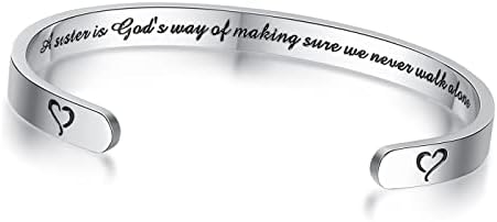 TONY & SANDY Inspirational Bracelets for Women Teen Girls Personalized Gifts for Daughter Granddaughter Mom Sister Friends Stainless Steel Engraved Cuff Birthday Easter Christmas by TONYSANDY