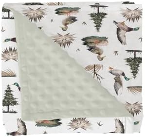 Retro Duck Hunting Baby Blankets for Girl Boy Flying Mallards Soft Mink Dotted Backing Double Layer Swaddle Receiving Blanket Wild Ducks Trees Leaves Bed Throws for Newborn Toddler Nursery 30x40 by GrowhappyGrowhealthy