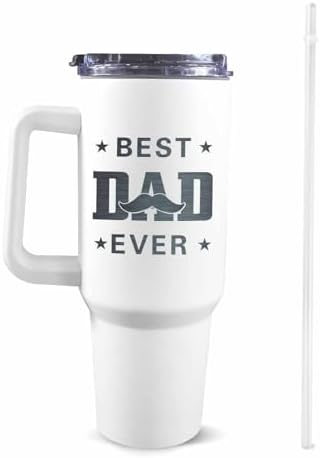 Dad Gifts for Dad from Daughter Son Best Dad Ever Tumbler with Handle and Straw 40oz, Personalized Dad Tumbler with Kids Names, Custom Coffee Tumbler for Dad Birthday Christmas Fathers Day Cup Gift - Image 2