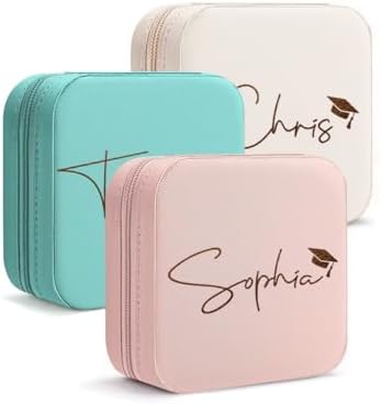 DayOfShe Graduation Gift for Her Personalized Name Jewelry Box as Class of 2026 Gifts for Girls,Custom Travel Jewelry Case for High School College Graduation Gift for Women by DayOfShe