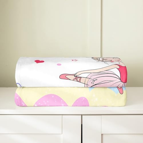 Erosebridal Geometric Flannel Blanket Queen Inch Ballerinas Fleece Blanket Love Heart Pentagram Girly Fuzzy Plush Throw Triangle Circle Ballet Living Room Decor - Image 4