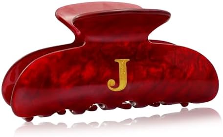 Initial Cute Hair Clips - Red Letter Elegant Hair Claw Clips, Fashion Glitter Claw Clips Durable Hair Clips, Wedding Gift, Bridesmaid Gifts, Birthday Gifts, Christmas Gift, Letter J by Fohufo