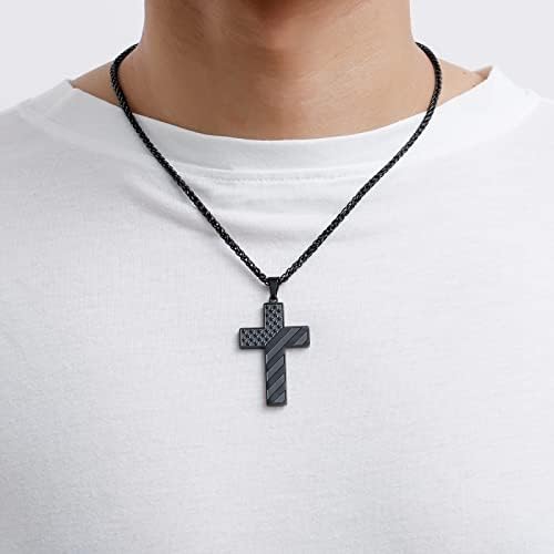 DuoDiner 18+2" Cross Necklace for Men Boys Christian Confirmation Gifts - Image 2