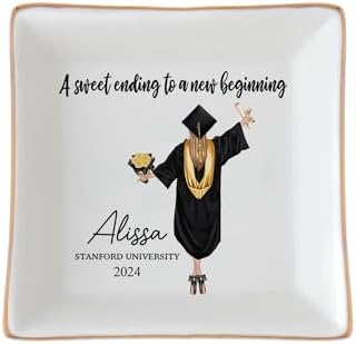 Personalized Jewelry dish graduation gifts for her 2025, A Sweet Ending to a New Beginning, Gifts for Best Friend 02 by Unknown