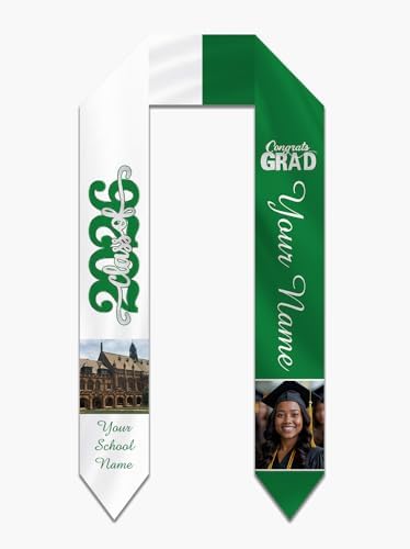 Personalized Graduation Stole Sash Custom Class of 2026 Congratulation Graduation Gifts with Photo by AUBAO