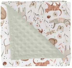 Cute Cat Boho Floral Leaves Baby Blankets for Girl Boy Fun Kittens Meadow Butterflies Soft Mink Dotted Backing Double Layer Swaddle Blanket Cats Lover Gift Bed Blanket Toddler Nursery Crib 30x40 by GrowhappyGrowhealthy