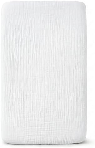 Muslin Bassinet Sheet Compatible with Maxi-Cosi Iora & Iora Air Bedside Sleeper - 100% Cotton Rectangular Mattress Pad Cover (33"x20"), Breathable & Soft, Boho (1 Pack White) by ProGoleem
