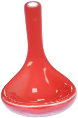 Red 6 pcs Porcelain Egg Spoons Ceramic Spoons 4.7 inch Coffee Dessert Yogurt Tea Milky Tea