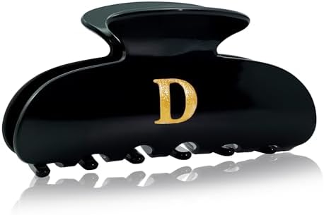 Acrylic Letter Hair Clips for Women - Black Monogram Hair Claw Alphabet Large Hair Clip, Fashion Glitter Claw Clips Elegant And Durable Hair Accessory, Letter D by Fohufo