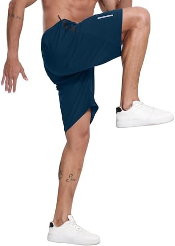 BUYJYA 5 Pack Men's Athletic Gym Shorts Set Workout Basketball Running Elastic Waist with Zipper Pocket Gift - Image 3
