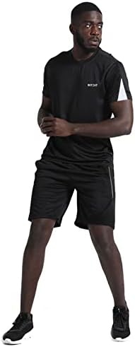 BUYJYA Men's Workout Clothes Athletic Shorts Shirt Set 3 Pack Basketball Football Training Running Gym Christmas gifts - Image 2