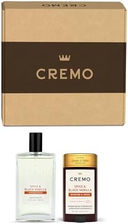 Cremo Mens Gift Set, Spice & Black Vanilla - Cologne & Antiperspirant by CremoCompany