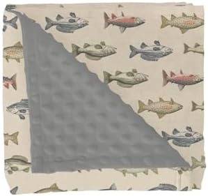 Lake Fishing Baby Blankets for Girl Boy Vintage Freshwater Fishes Soft Mink with Dotted Backing Double Layer Swaddle Blanket Lake Fishing Lover Gift Nursery Bed Blanket Infant Toddler Crib 30x40 by GrowhappyGrowhealthy