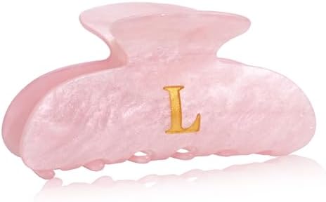 Acrylic Letter Hair Clips for Women - Pink Monogram Hair Claw Alphabet Large Hair Clip, Fashion Glitter Claw Clips Elegant And Durable Hair Accessory, Letter L by Fohufo