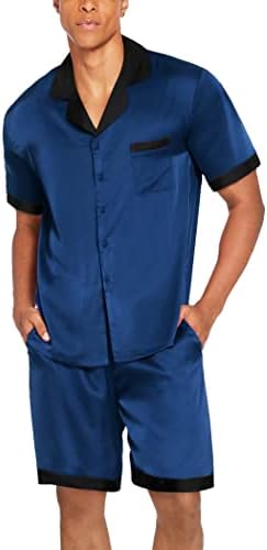 Ekouaer Men Silk Pajamas Set 2 Pieces Satin Pj Button Down Loungewear Sets - Image 2