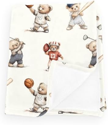 Cute Sport Bears Golf Baseball Basketball Baby Boy Girl Blankets Sports Lover Gift White Flannel Fluffy Blanket for Baby Breathable Toddler Blanket for Crib Stroller Bed Travel White 60x80inch by Unknown