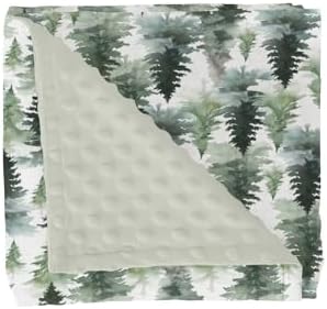 Watercolor Green Pine Trees Baby Blankets for Girl Boy Gender Neutral Trees Soft Mink Dotted Backing Double Layer Swaddle Blanket Winter Pines Landscape Nursery Bed Throws for Newborn Toddler 30x40 by GrowhappyGrowhealthy
