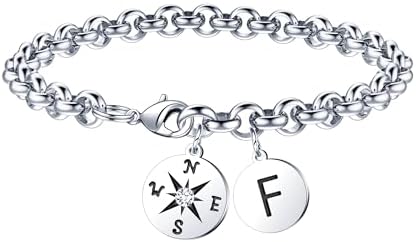 2026 Graduation Gift for Her - Compass Graduation Bracelet Class of 2026 Initial Charm Bracelet Inspirational Masters Degree Preschool High School College Graduation Gift for Her by JIAOGE