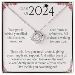 VIRAGIL 2023 Graduation Gifts for Her, Class of 2024 Love Knot Sterling Silver Pendant Necklace Senior College Graduation Jewelry Gifts for Girl Daughter by VIRAGIL