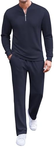 COOFANDY Men's 2 Piece Tracksuit Set Polo Athletic Sweatsuit Quarter Zip Jogging Long Sleeve Casual Sports Outfits by COOFANDY